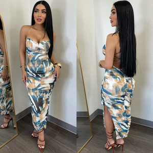 Elynna Teal Mesh Dress