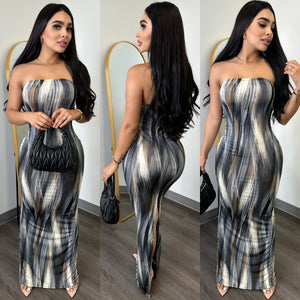Sanvi Grey/Brown Maxi Dress