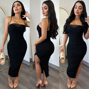 Darlenne Black Midi Dress