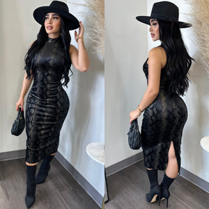 Deborah  Snake Velvet Dress