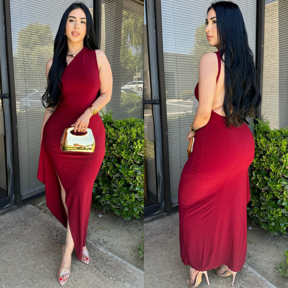 Carla Burgundy Dress