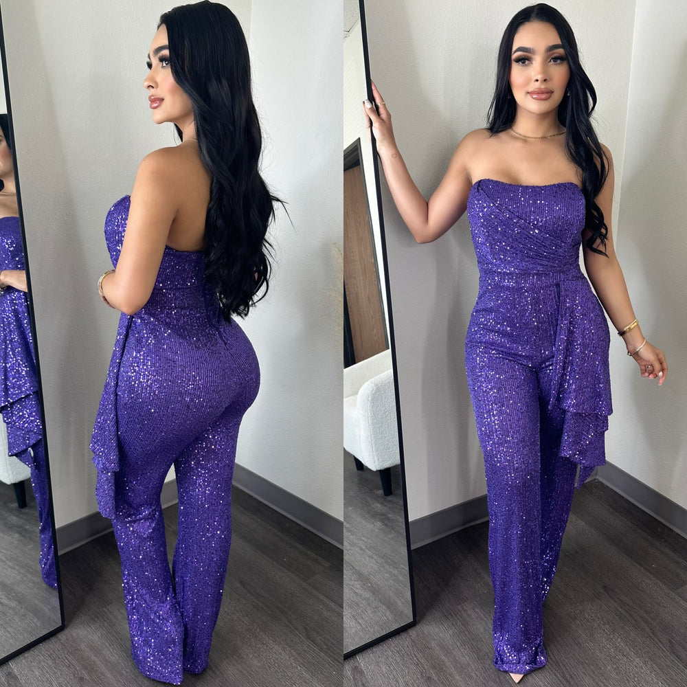 
            
                Load image into Gallery viewer, Magnus Purple Sequin Jumpsuit
            
        