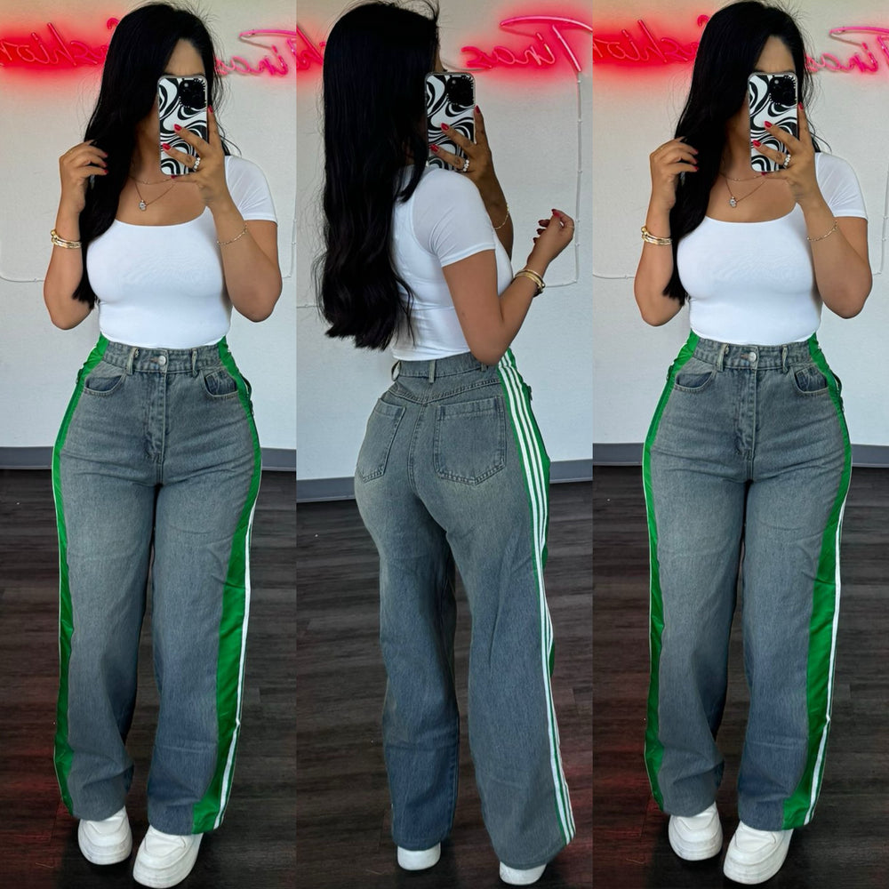 Modern Track Green Jeans