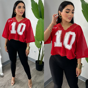Lace Red Crop Top