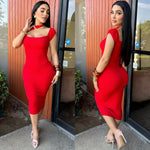 Ericka Red Ribbed Dress
