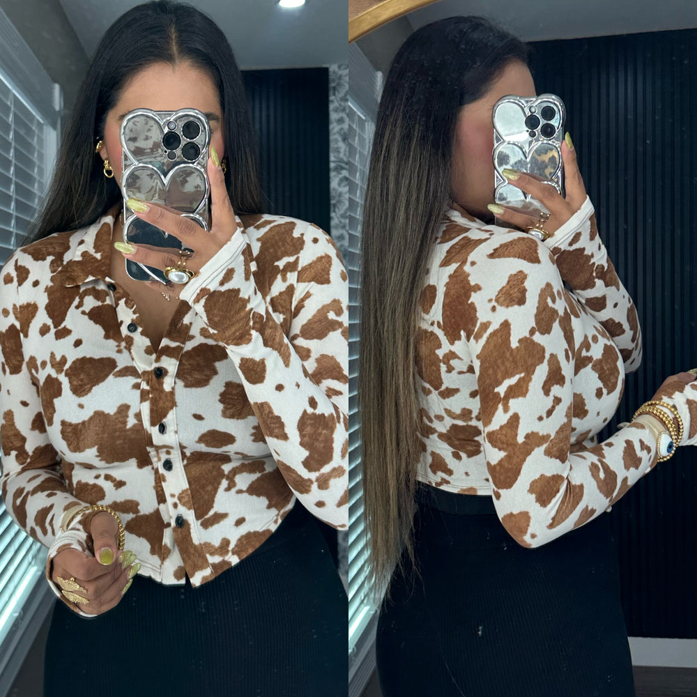 Vaquita Brown Cropped Top