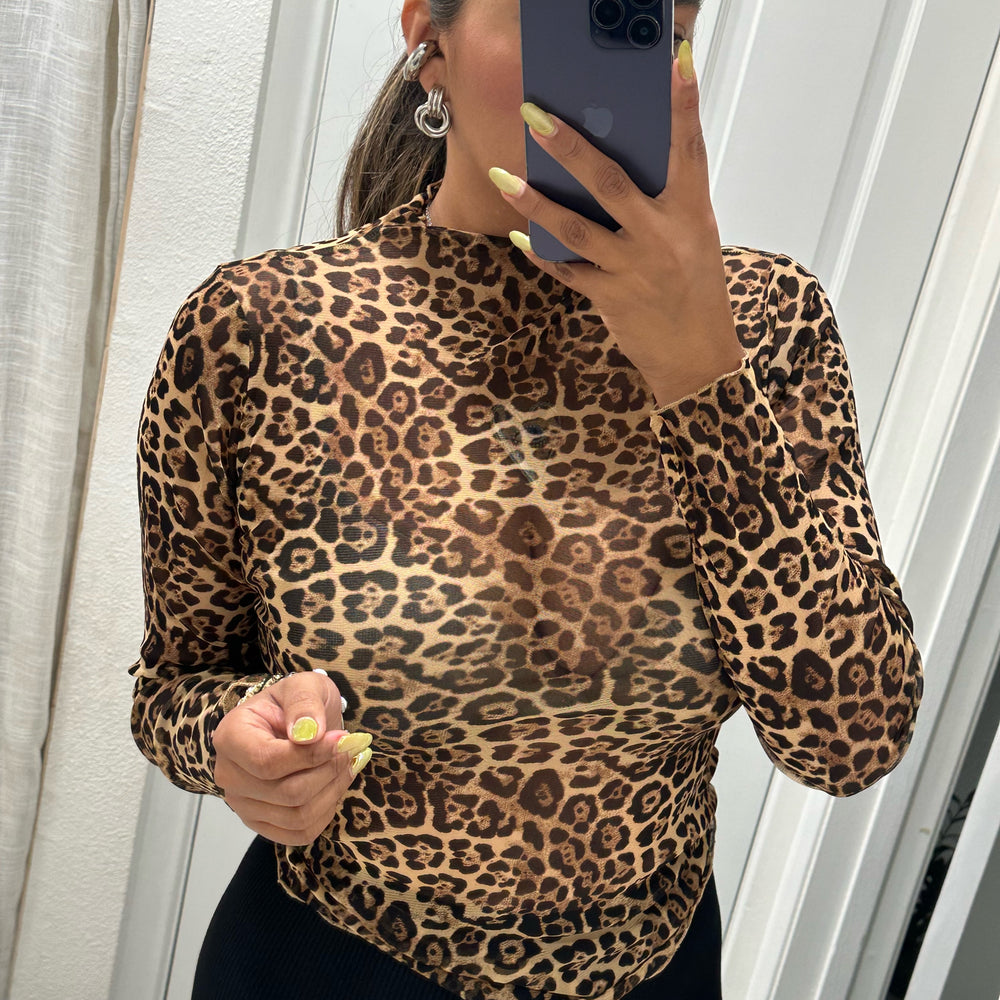 Leopard Mesh Top