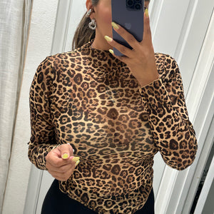 Leopard Mesh Top
