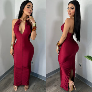 Snake Burgundy Midi Dress