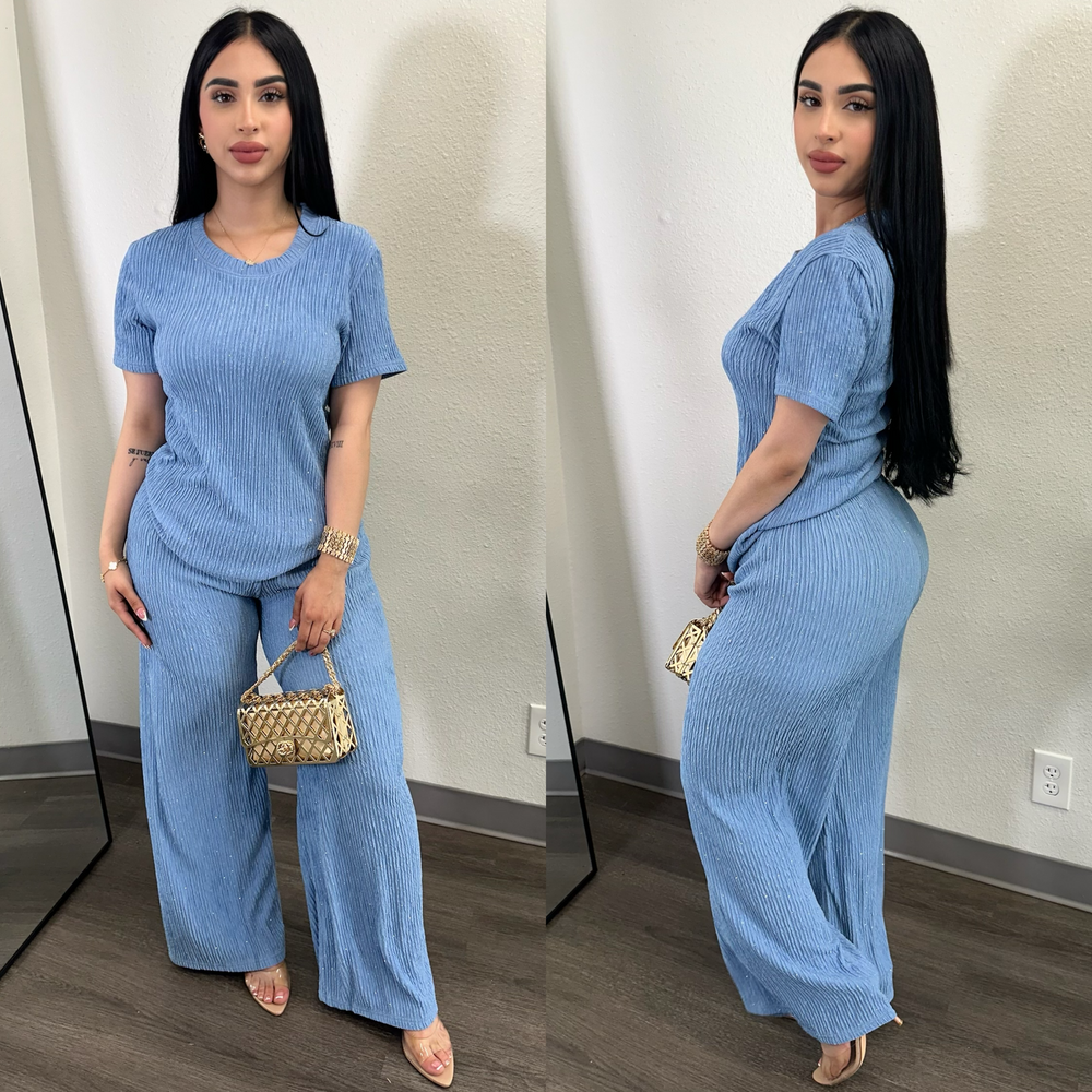 Alejandra Rhinestone Blue 2PC Set