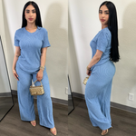 Alejandra Rhinestone Blue 2PC Set