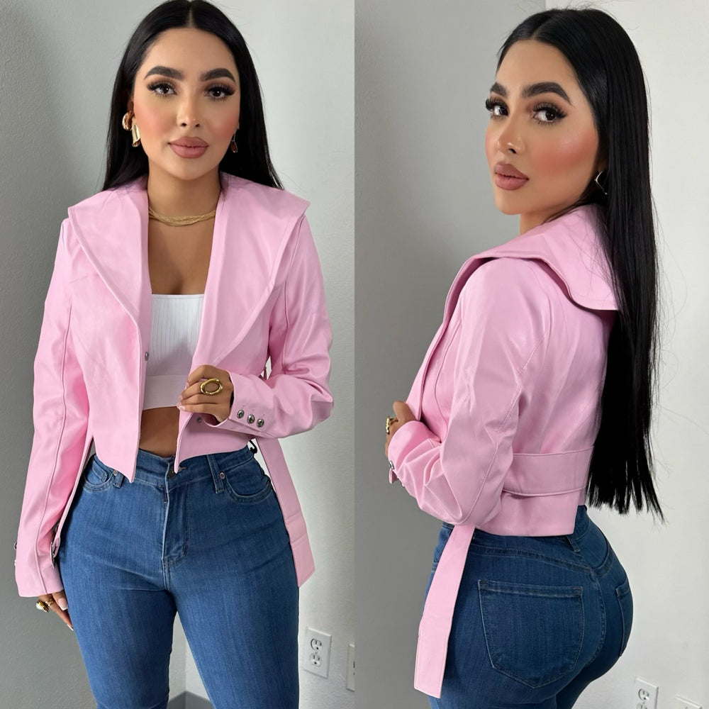 Valentina Pink Faux Leather Jacket
