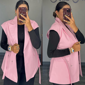 Tammy Pink Faux Leather Vest