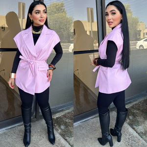 Tammy Pink Faux Leather Vest