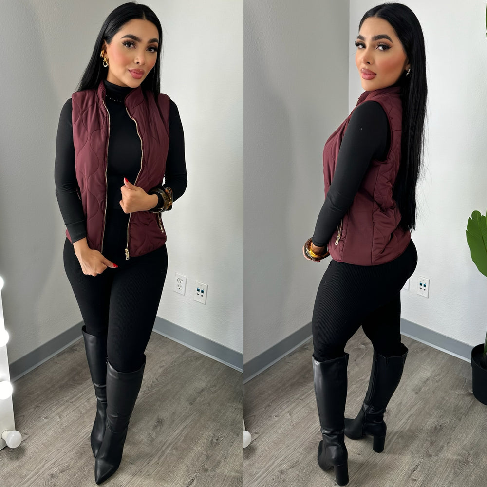 Faux Fur Burgundy Vest