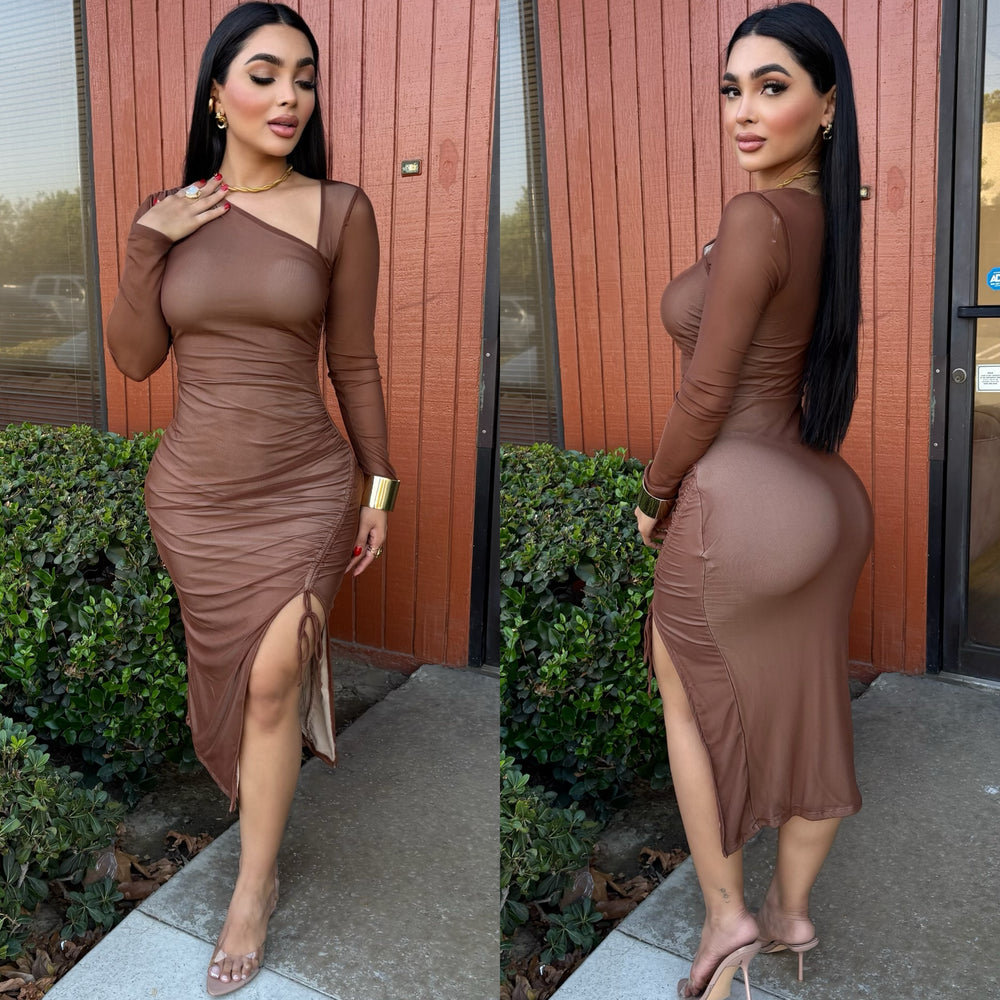 Jennica Camel Midi Dress