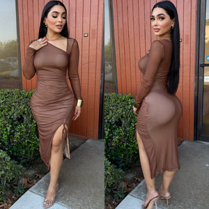 Jennica Camel Midi Dress