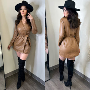 
            
                Load image into Gallery viewer, Susana Faux Leather Coat/Dress
            
        