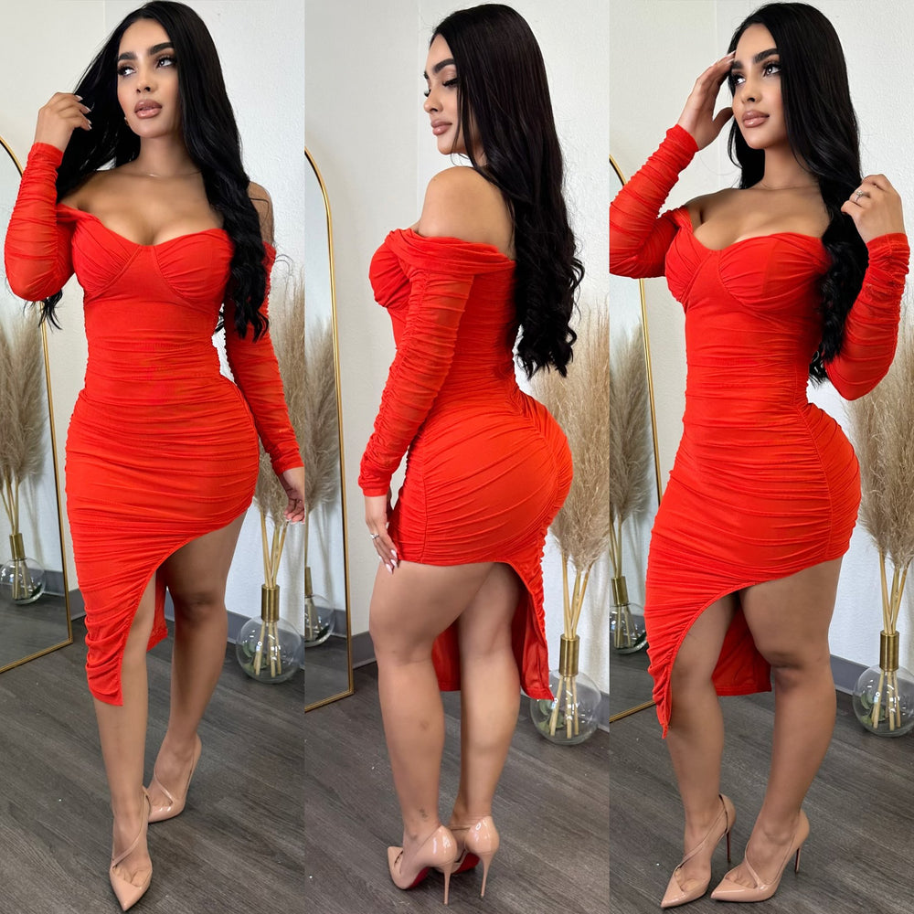 Jimena (Rustic Red) Mesh Dress