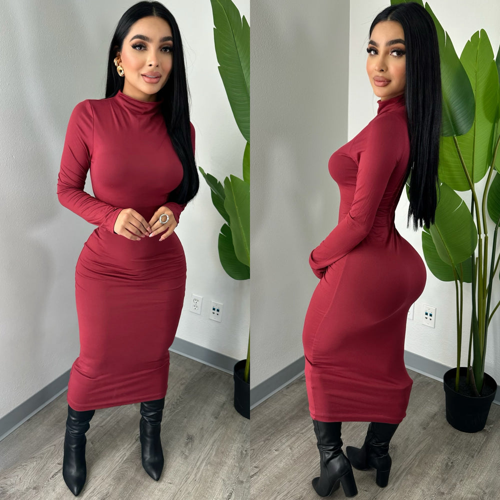 Kim Burgundy Dress