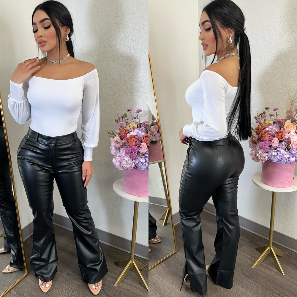 Oriante Black Faux Leather Pants