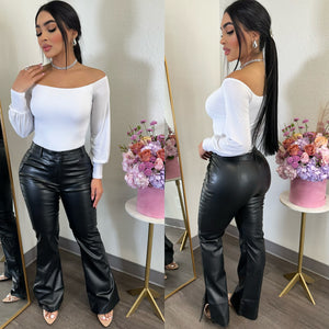 Oriante Black Faux Leather Pants