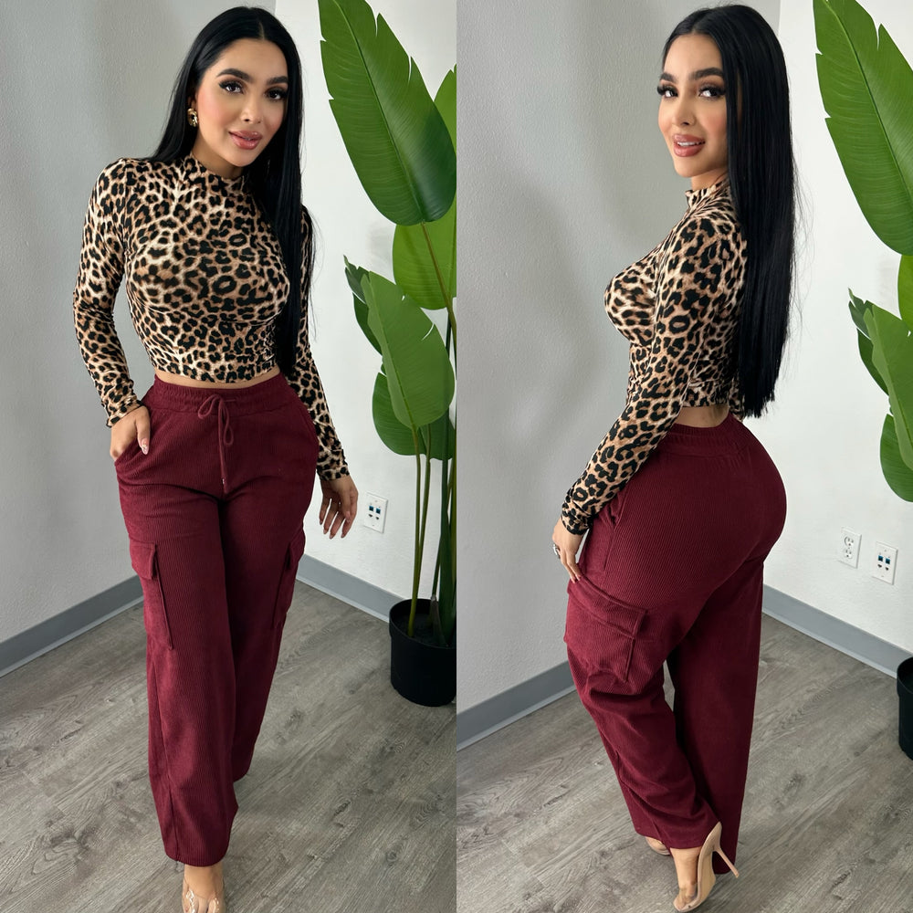 Thermal Burgundy Cargo Pants