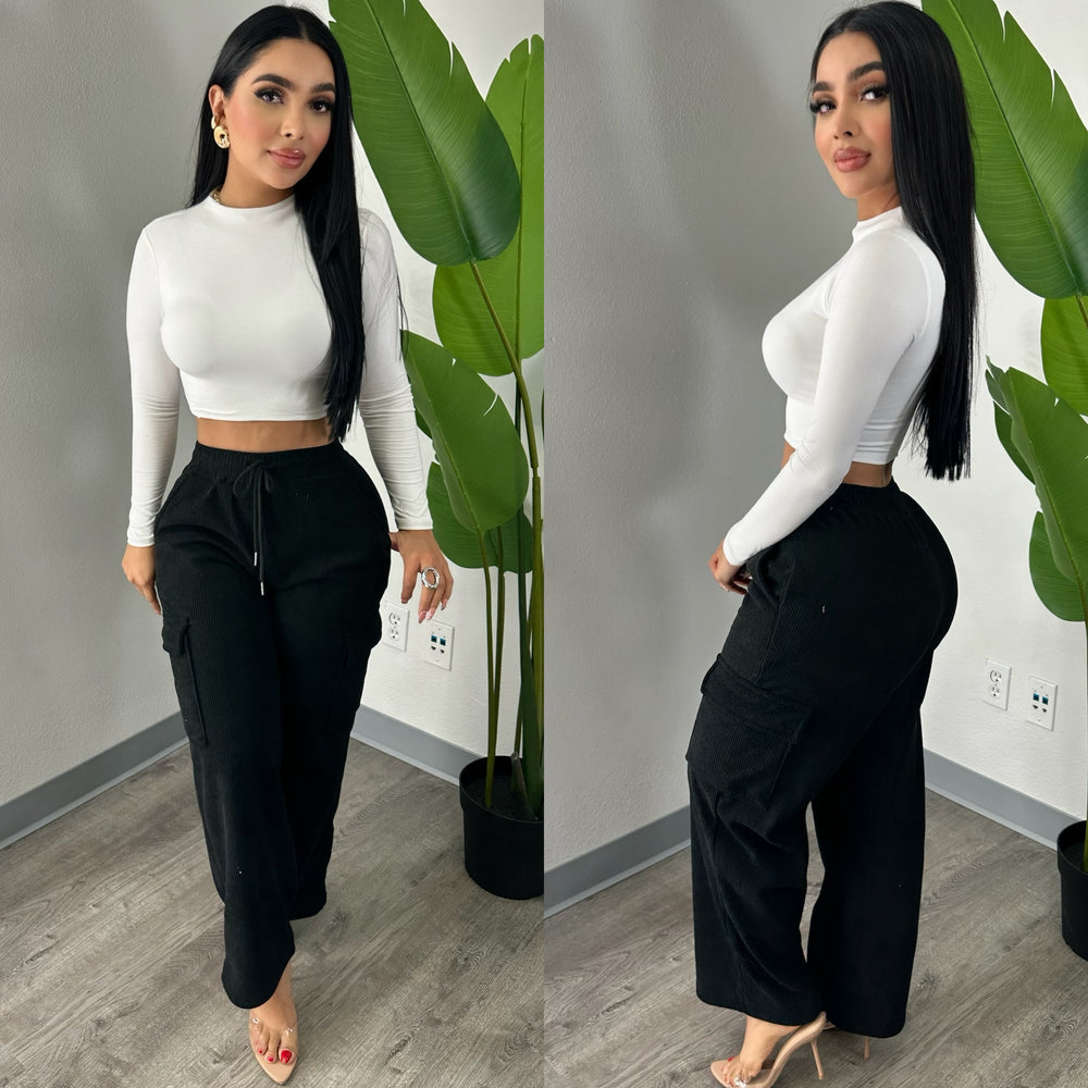 Thermal Black Cargo Pants