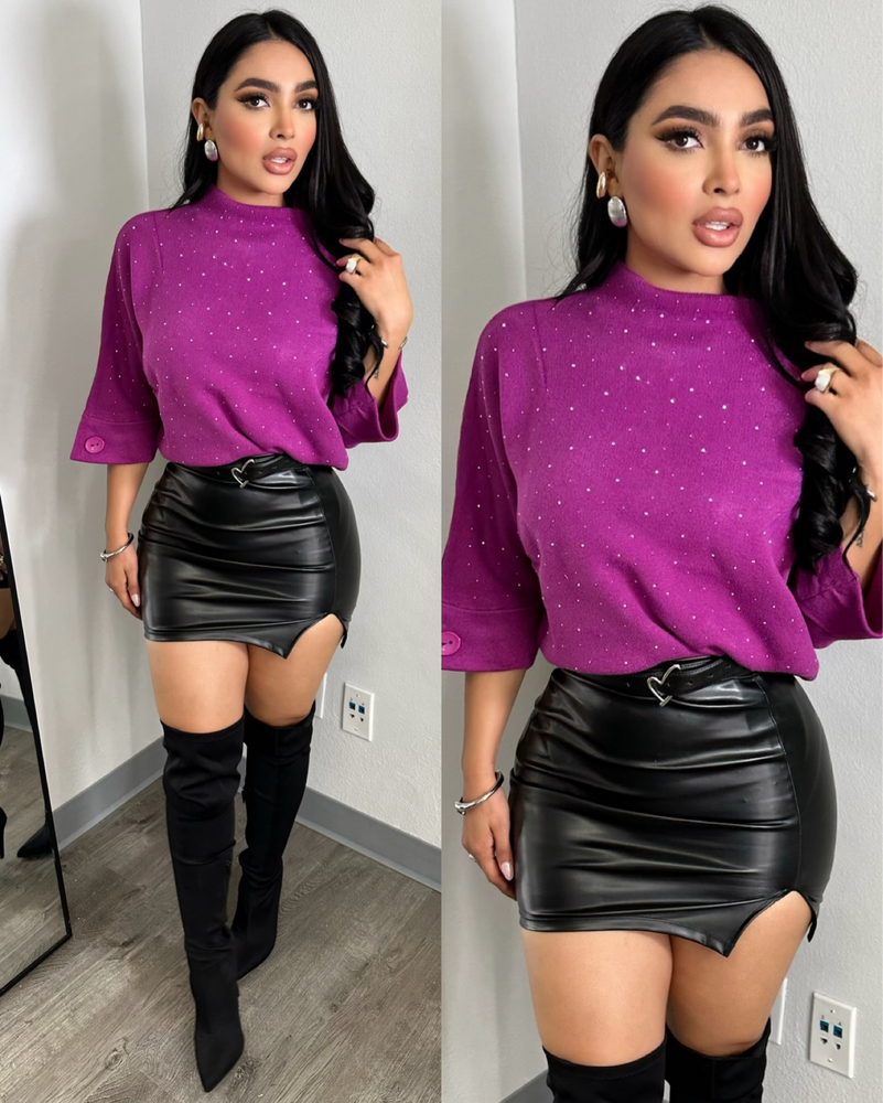 One Size Magenta Rhinestone Top