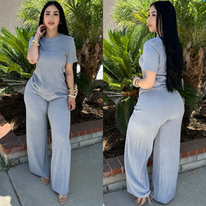 Alejandra Rhinestone Light Grey 2PC Set