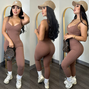 Hourglass Figure Mocha Jumpsuit