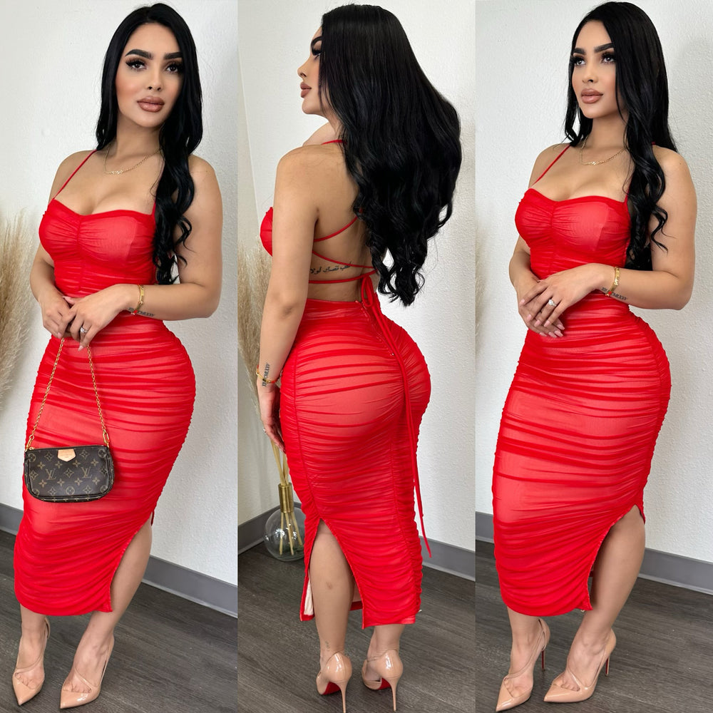 Unreal (Red) Mesh  Dress