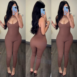 Hourglass Figure Mocha Jumpsuit