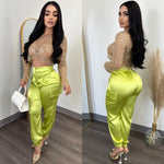 Satin Lime Joggers