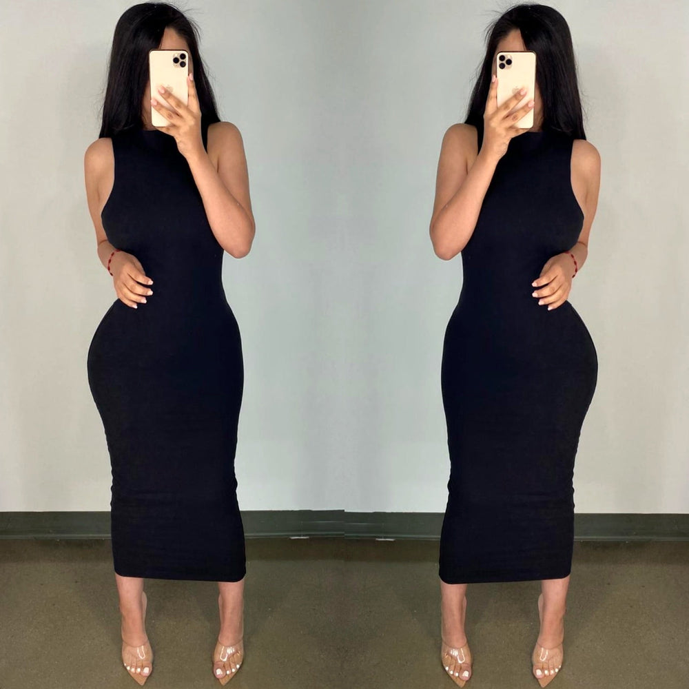 Marian  (Black) Midi Dress