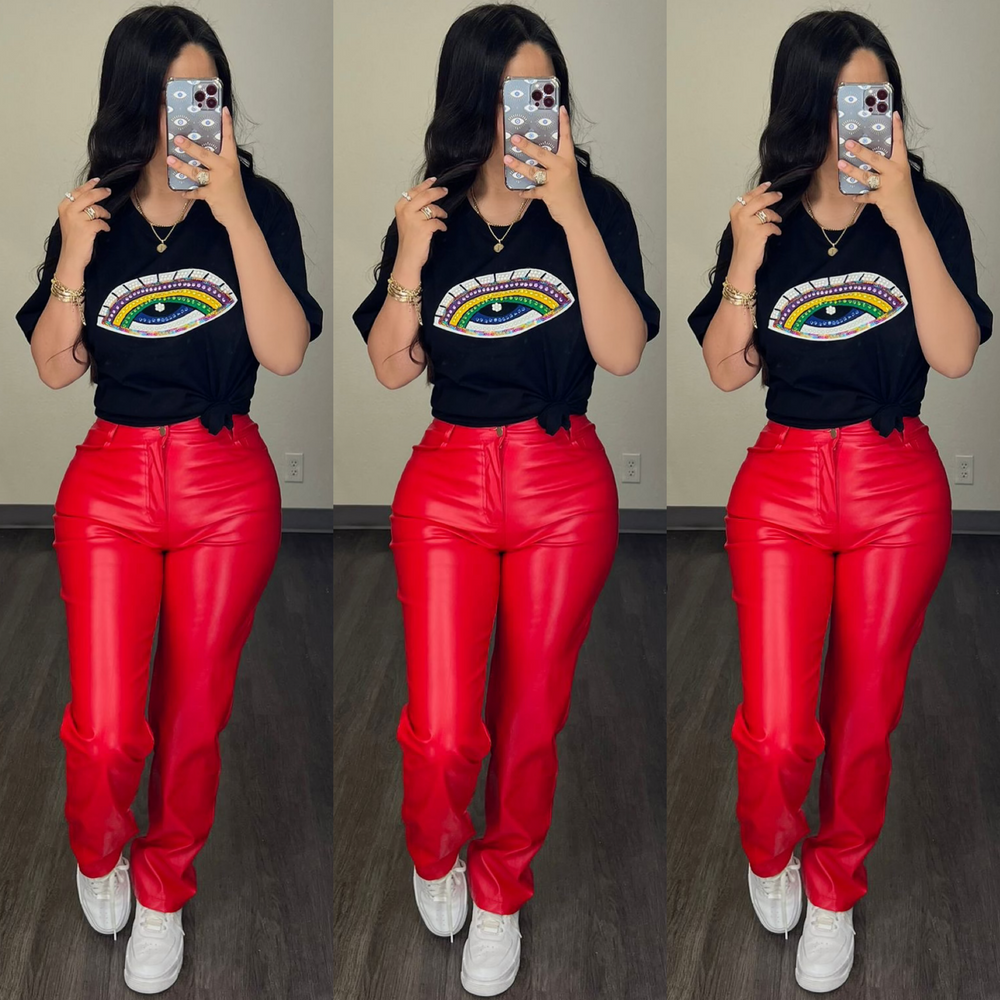 Faux (Red) Leather Pants