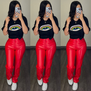 Faux (Red) Leather Pants