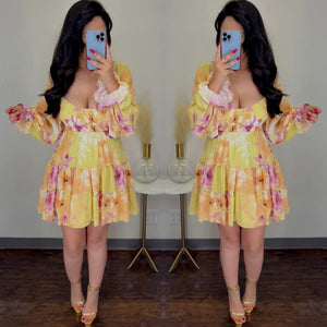 Hannah (Lime) Floral Dress